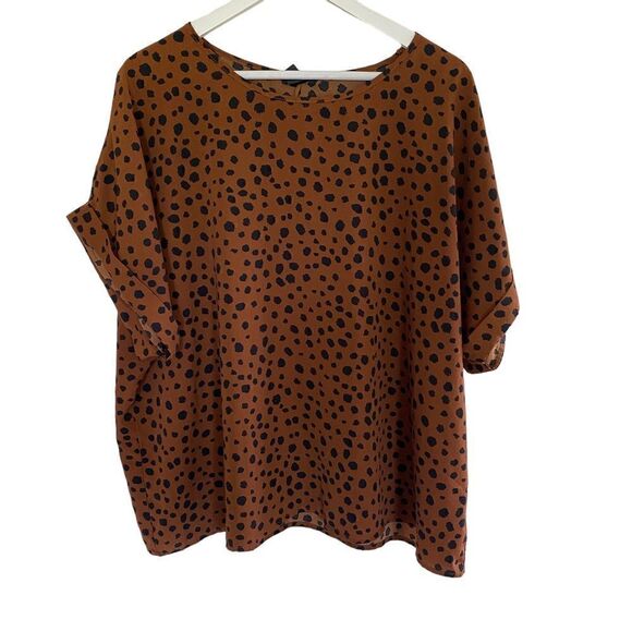 Emery cheetah print plus size shirt sleeve cuffed blouse size 4XL - Picture 1 of 5